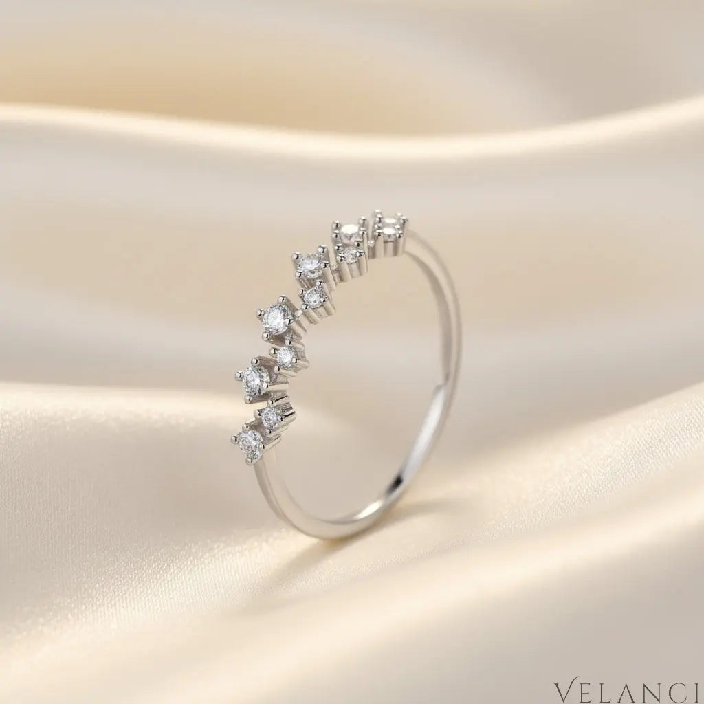 Moissanite Ring Sofia - Coastal Elegance With Rhodium Plating Velanci