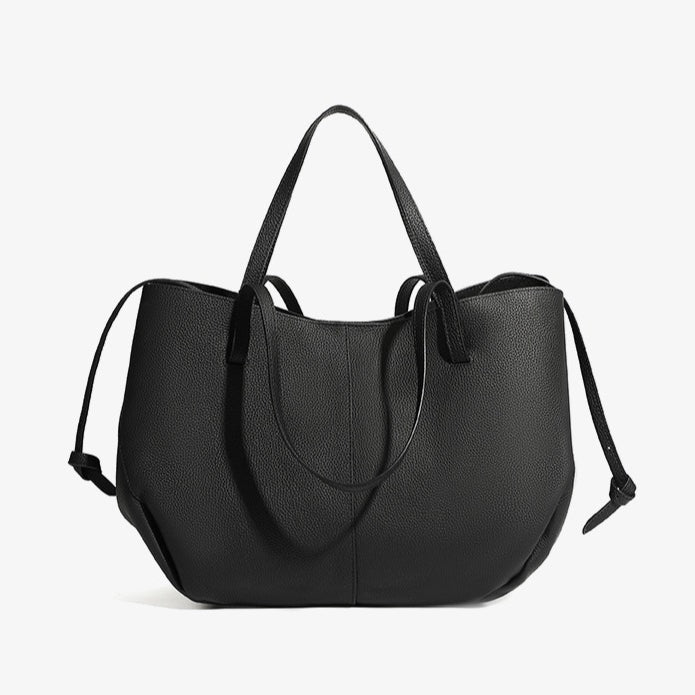 Genuine Pebbled Leather Tote Bag with Pouch - Urban Elegance Redefined