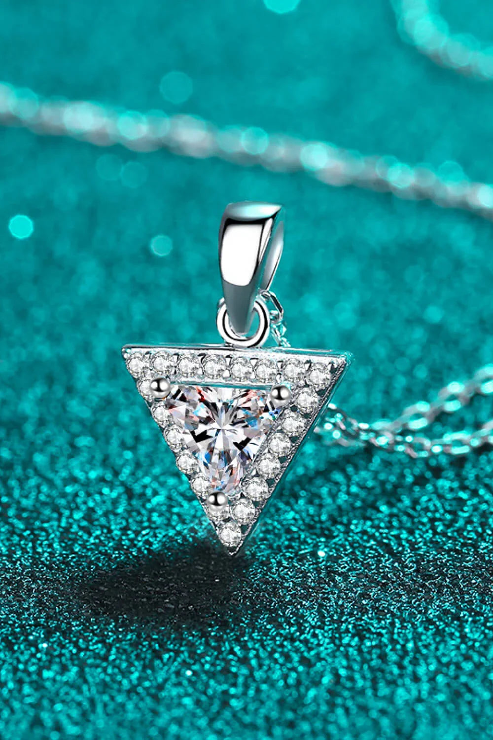 Sterling Triangle Moissanite Pendant Necklace - Sleek Velanci