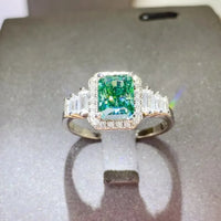 Ring Alessia - 2 Carat Emerald Moissanite Halo Setting Women's Ring Velanci