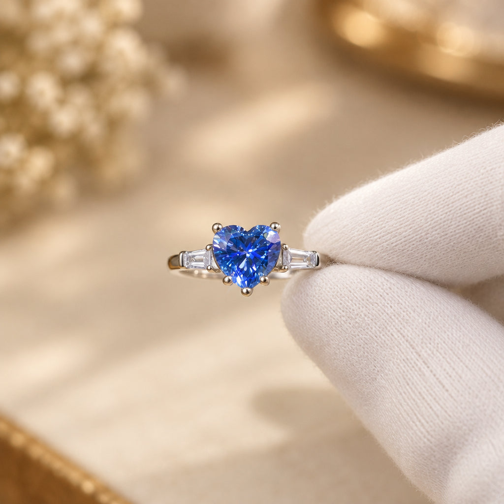 1 Carat Moissanite Heart Ring Chiara - Seaside Sparkle Women's Ring Velanci