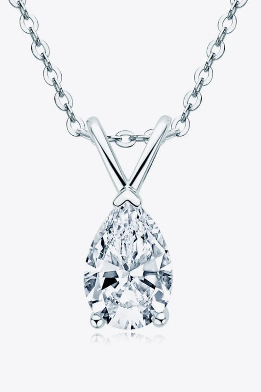 1.5 Carat Moissanite Teardrop Necklace - Sterling Silver Velanci