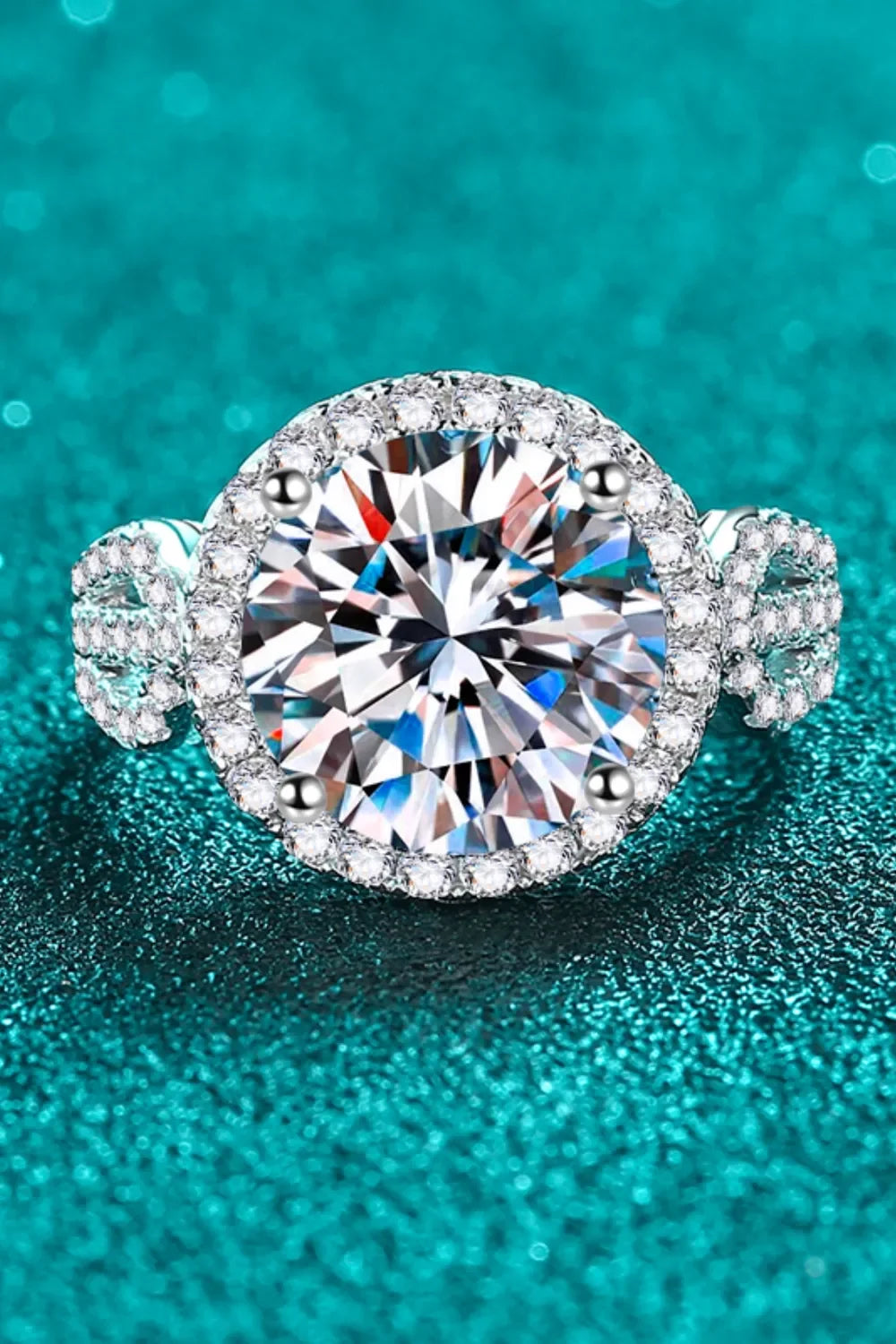 Ring Alessia - 5 Carat Moissanite Sterling Silver Halo Women's Ring Velanci