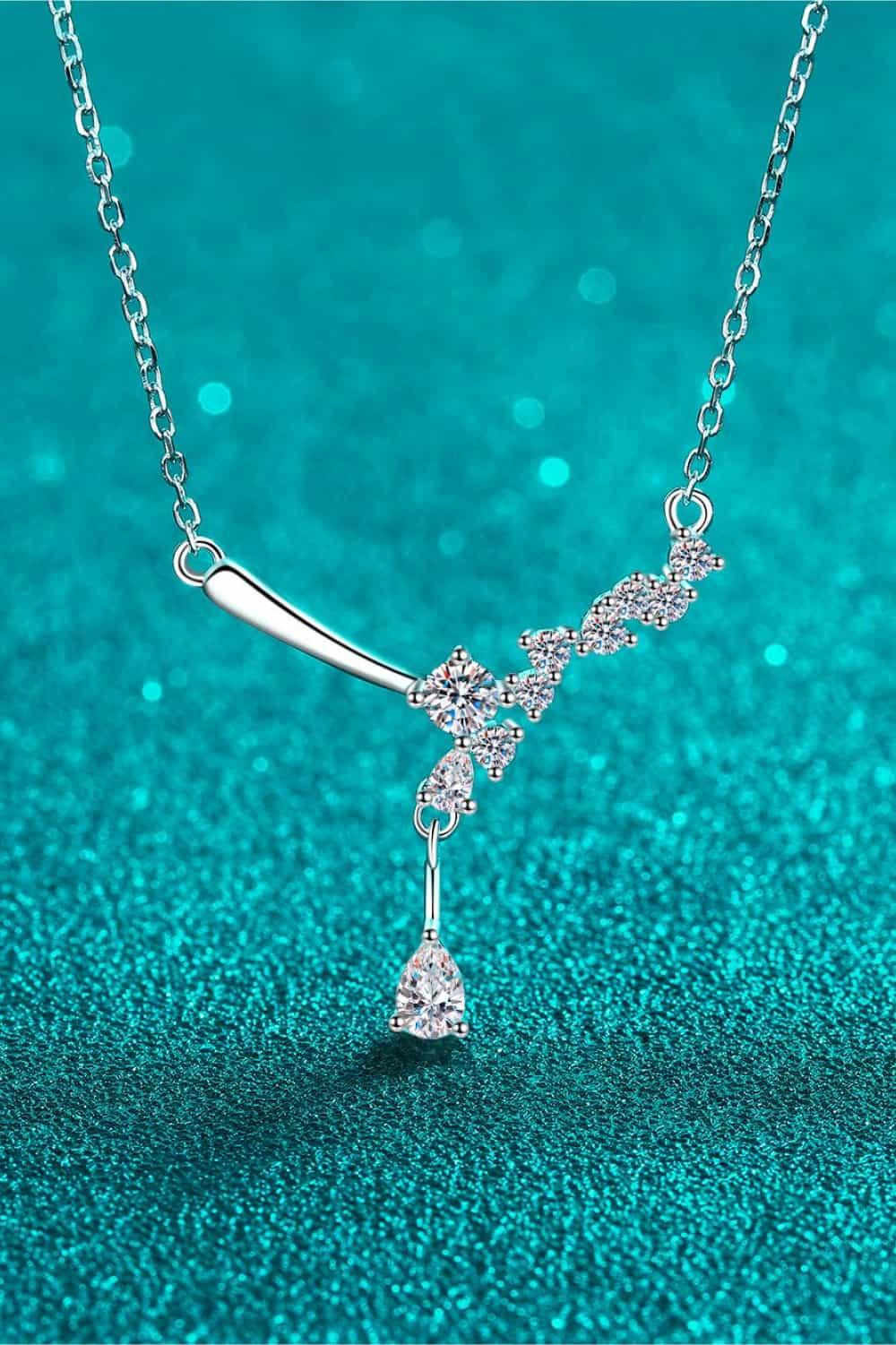 1 Carat Moissanite Necklace - Rhodium-Plated Sterling Silver Velanci
