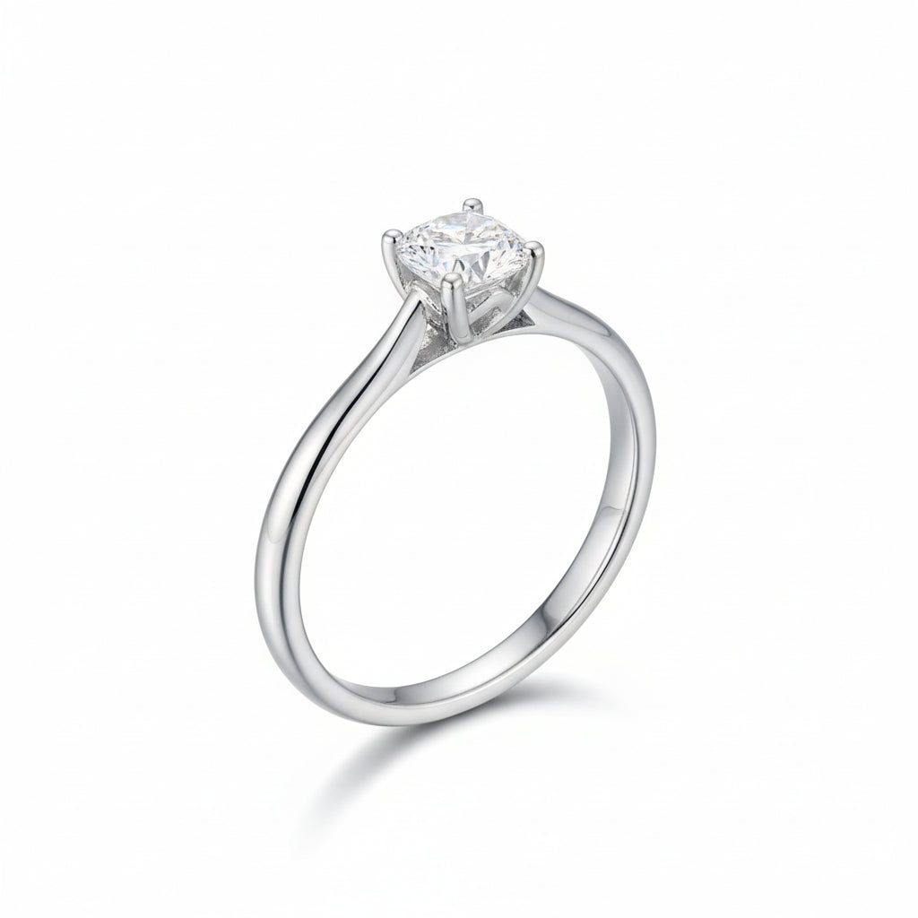 Moissanite Solitaire Ring Bianca - 0.5ct D VVS1 Silver Women's Ring Velanci