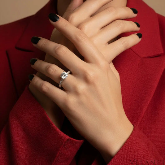 Ring Lucia - 1 Carat Moissanite Sterling Silver Sparkle Velanci