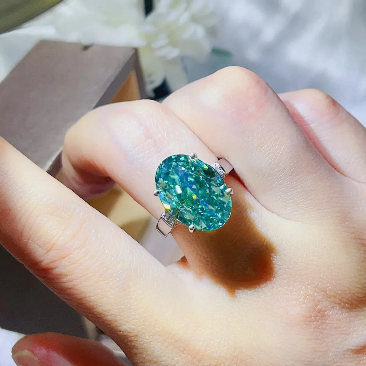 5 Carat Moissanite Platinum-Plated Ring Isabella - Glimmer Women's Ring Velanci