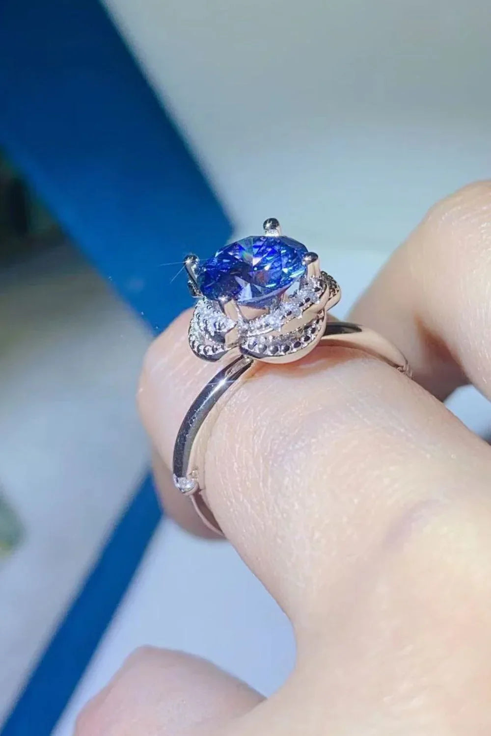 Ring Giulia - 2 Carat Moissanite Center, Sterling Silver Women's Ring Velanci