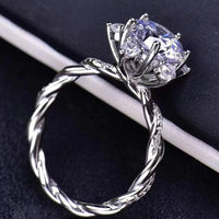 Twisted Sterling-Silver Moissanite Ring 3 Carat Lia - Shine Women's Ring Velanci