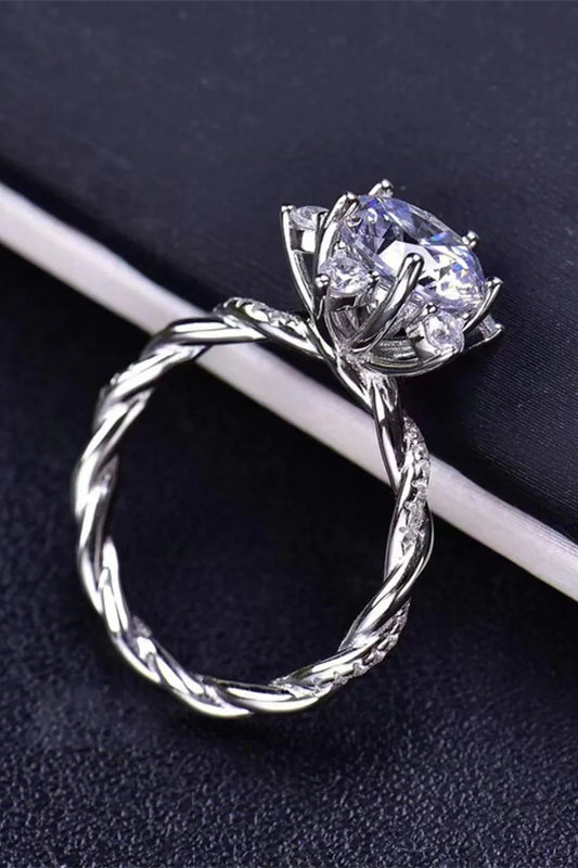 Twisted Sterling-Silver Moissanite Ring 3 Carat Lia - Shine Women's Ring Velanci