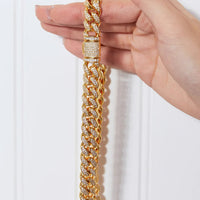 Cubic Zirconia Brass Curb Chain Necklace Velanci