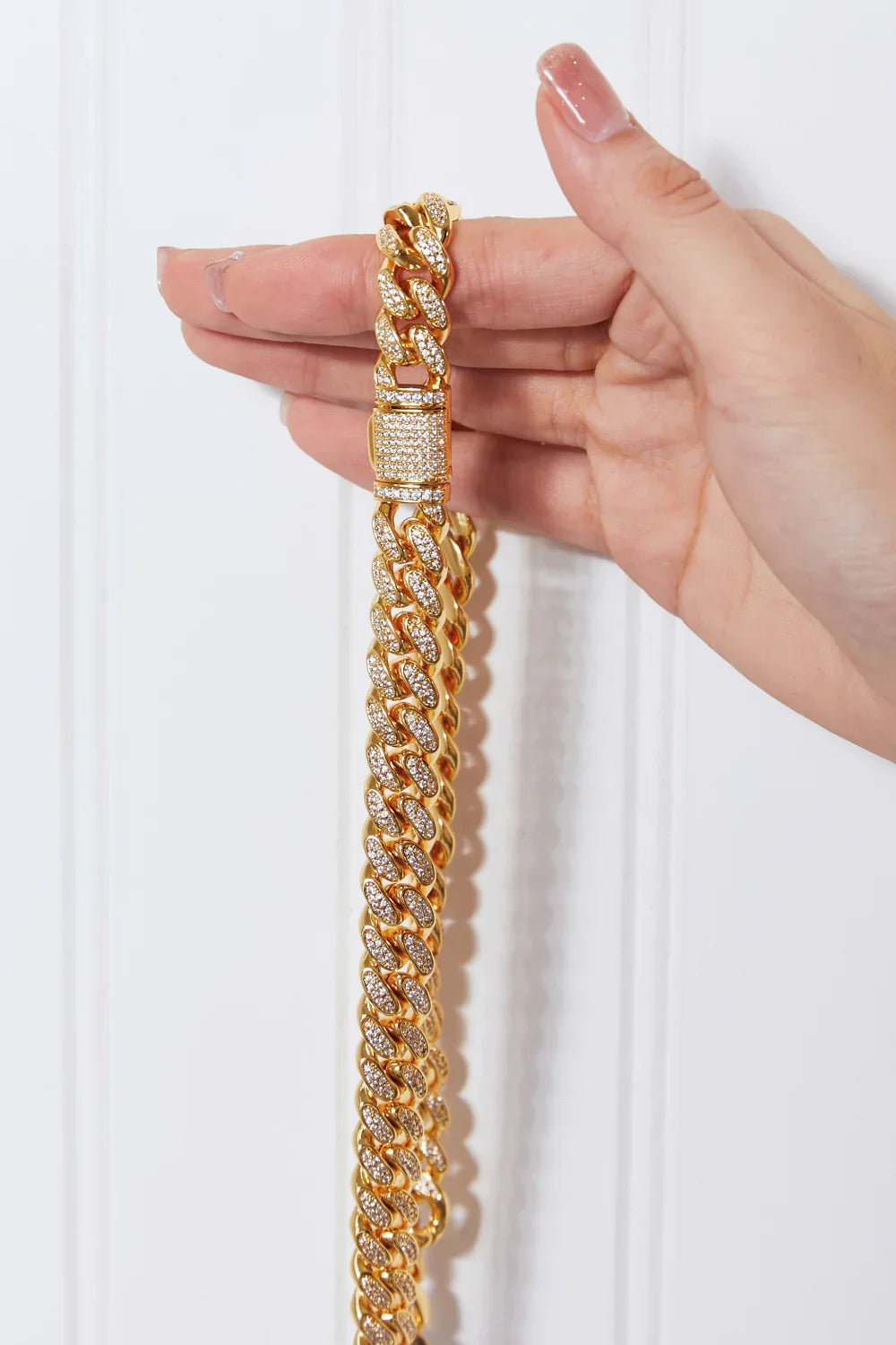 Cubic Zirconia Brass Curb Chain Necklace Velanci