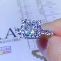 Ring Giulia - 1 Carat Moissanite Square Sterling Silver Women's Ring Velanci