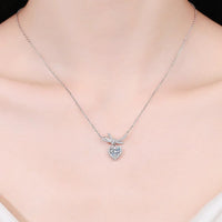 Moissanite Heart Pendant Necklace - Sterling Silver Shine Velanci