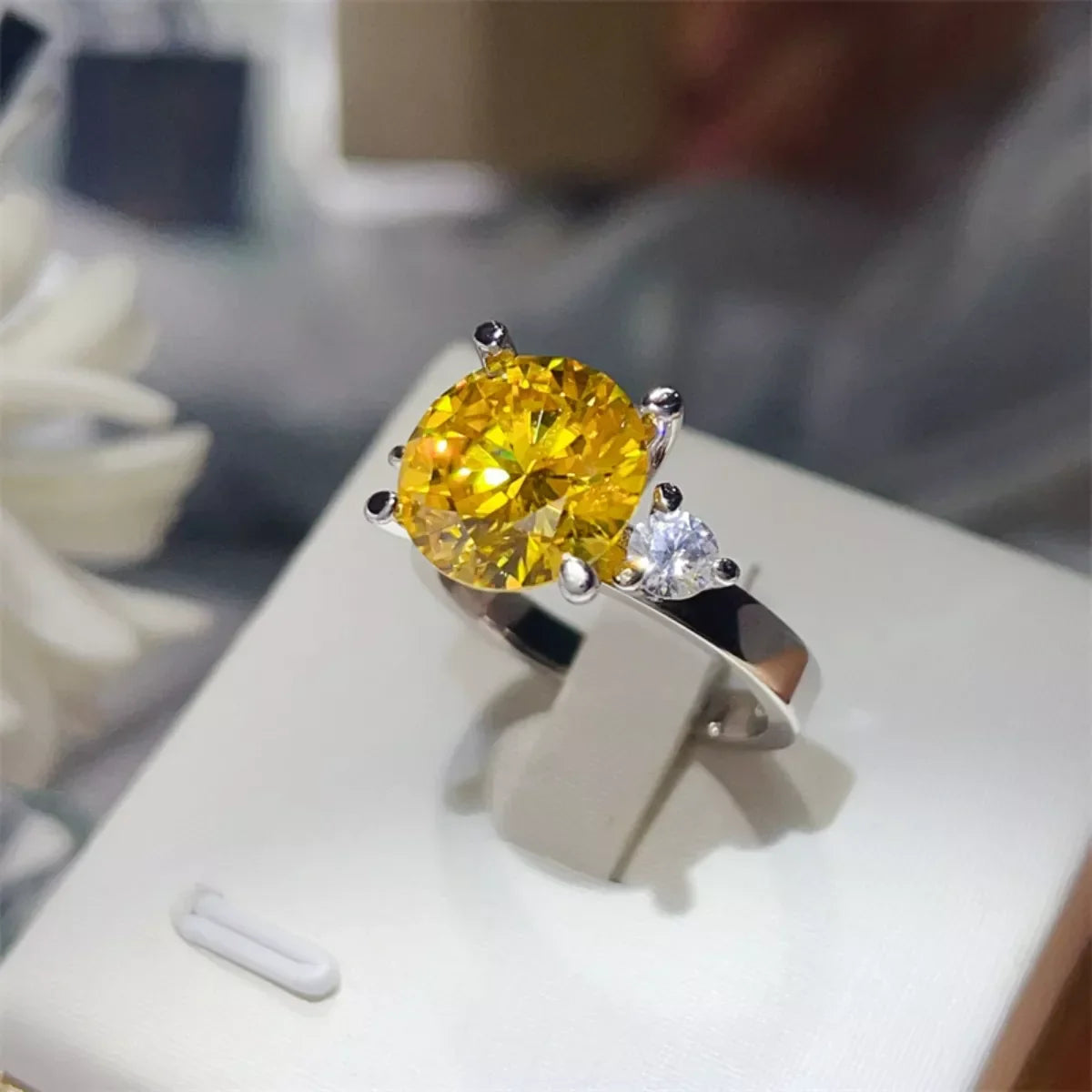 Moissanite Ring Chiara - 5 Ct Yellow Sparkle Shine Brilliant Women's Ring Velanci
