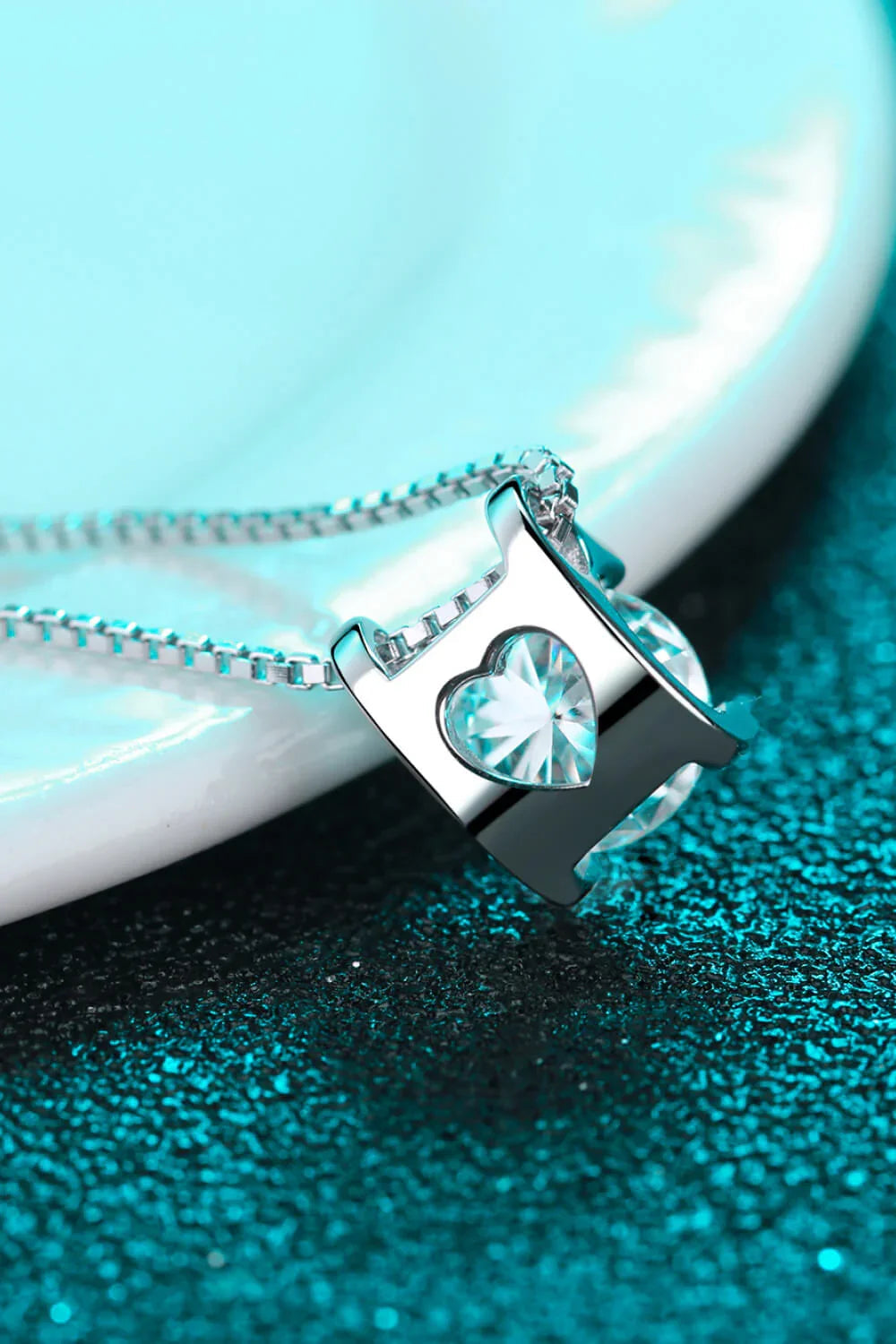 One Carat Moissanite Silver Chain Necklace - Ocean Glow Velanci