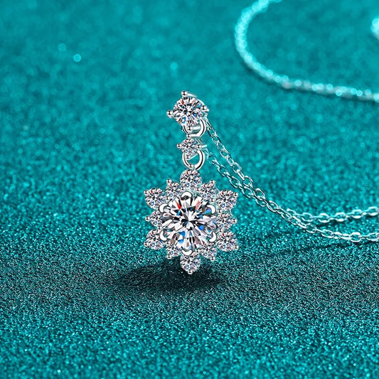 1 Carat Moissanite Zircon Necklace - Sterling Silver Velanci