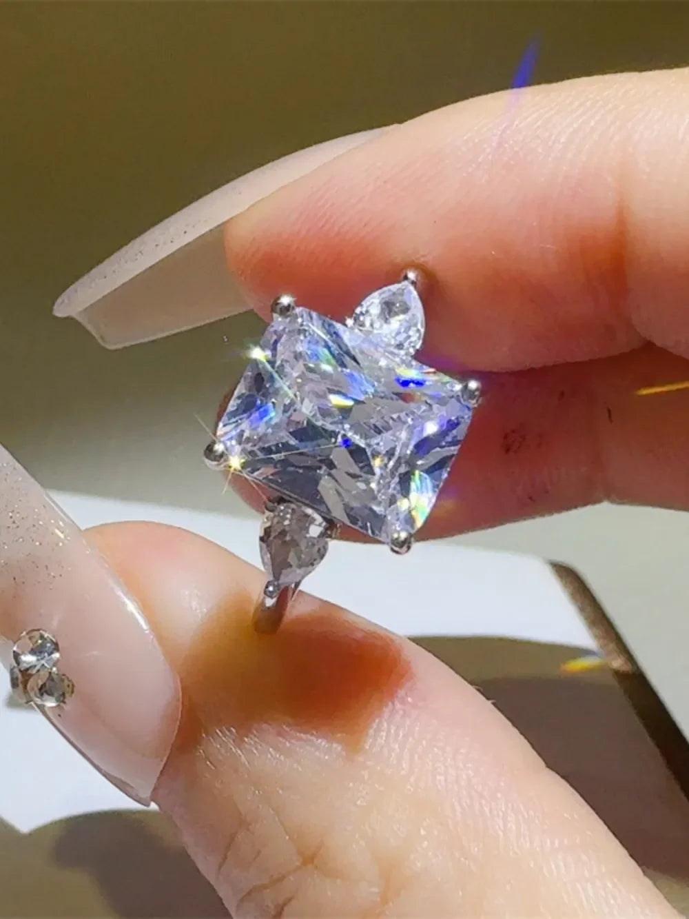 3 Carat Moissanite Ring Alessia - Square Cut Brilliance Women's Ring Velanci