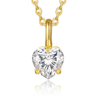 Heart-Shaped Moissanite Pendant Necklace - 18K Gold-Plated Velanci