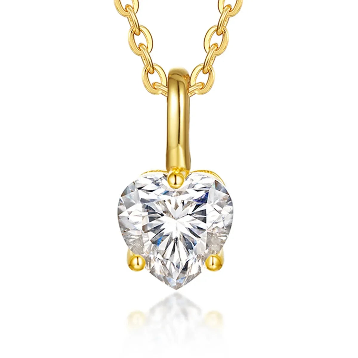 Heart-Shaped Moissanite Pendant Necklace - 18K Gold-Plated Velanci