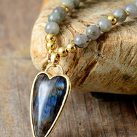 Copper-Accent Stone Bead Pendant Necklace - Coastal Charm Velanci