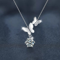 Moissanite Butterfly Pendant Necklace - 1 Carat Sparkle Velanci