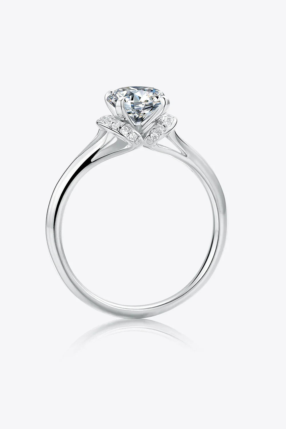 Ring Isabella - 1 Carat Moissanite, Split Shank Silver Women's Ring Velanci