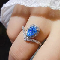 Ring Alessia - Pear Heart Moissanite Sterling Silver Women's Ring Velanci