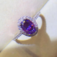 Sterling Silver 1 Carat Moissanite Ring Giulia - Purple Glow Women's Ring Velanci