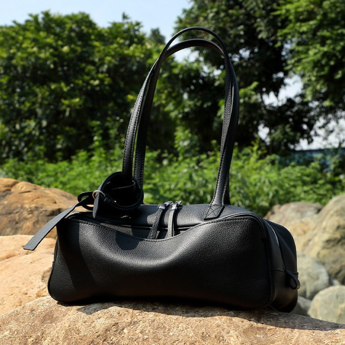 Exquisite Genuine Pebbled Leather Shoulder Handbag