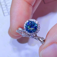Moissanite Ring Bianca - 1 Carat Silver Halo Shine Women's Ring Velanci