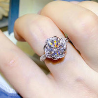 Moissanite Ring Alessandra - 2ct Halo Sterling Silver Women's Ring Velanci