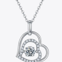Moissanite Heart Pendant Necklace - Sterling Silver 0.5ct Velanci