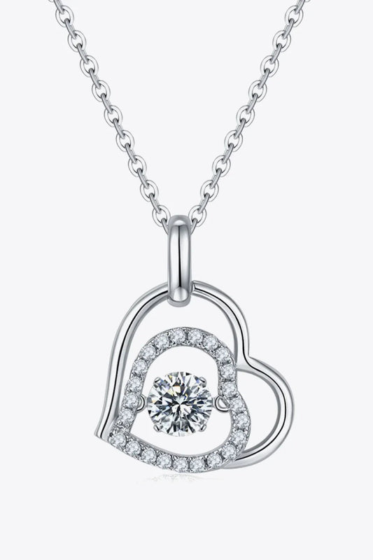 Moissanite Heart Pendant Necklace - Sterling Silver 0.5ct Velanci