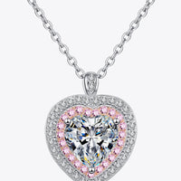Sterling Silver 1ct Moissanite Heart Pendant Necklace - Halo Velanci