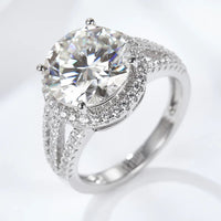 Ring Elena - 5 Carat Moissanite Split Shank Sterling Silver Women's Ring Velanci
