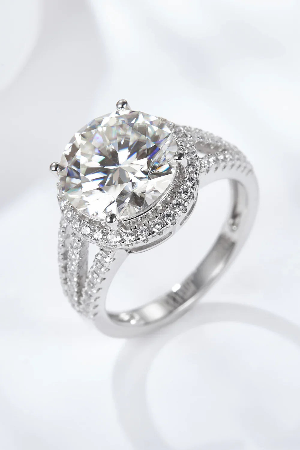 Ring Elena - 5 Carat Moissanite Split Shank Sterling Silver Women's Ring Velanci