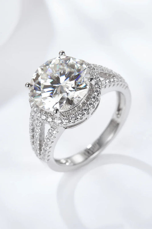 Ring Elena - 5 Carat Moissanite Split Shank Sterling Silver Women's Ring Velanci