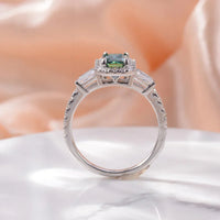 Moissanite Ring Giulia - Emerald-Cut Halo Sparkle 1Carat Women's Ring Velanci