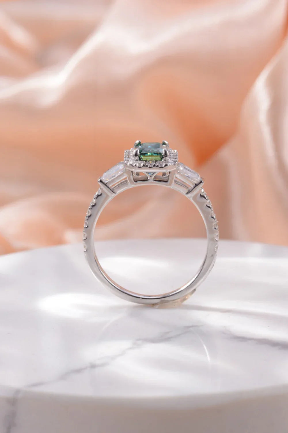 Moissanite Ring Giulia - Emerald-Cut Halo Sparkle 1Carat Women's Ring Velanci
