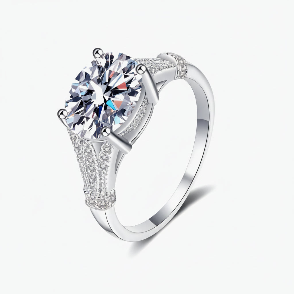 Ring Sofia - Sterling Silver 3 Carat Moissanite Minimalist Women's Ring Velanci