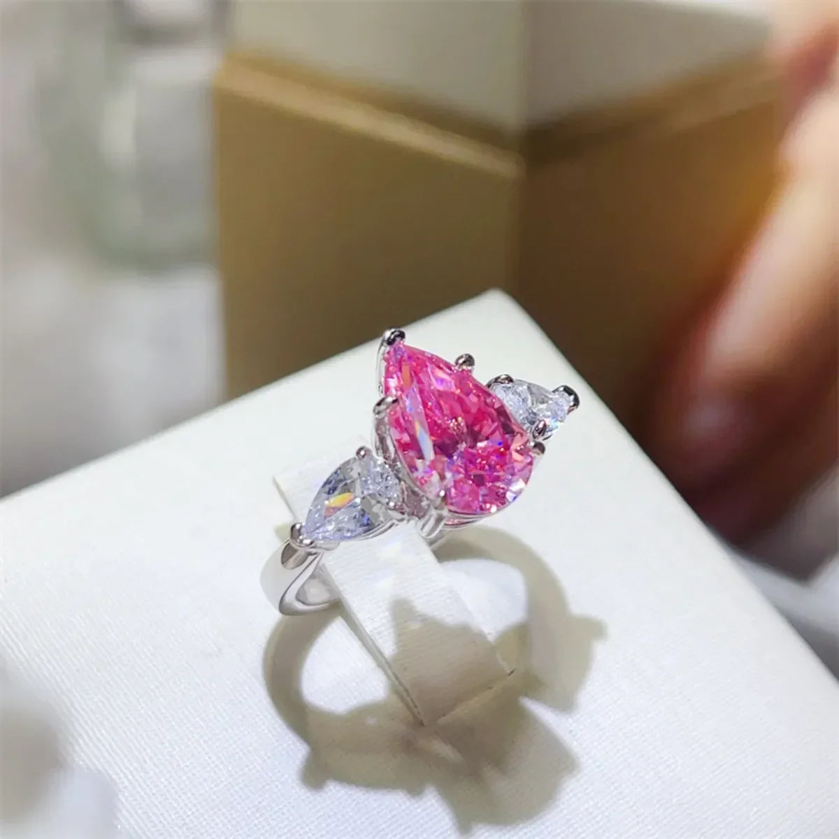 Sterling Silver Ring Isabella - Pink 2Ct Moissanite Women's Ring Velanci