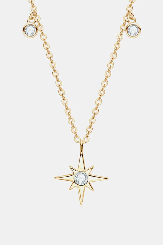 Moissanite North Star Pendant Necklace - Sterling Silver Velanci