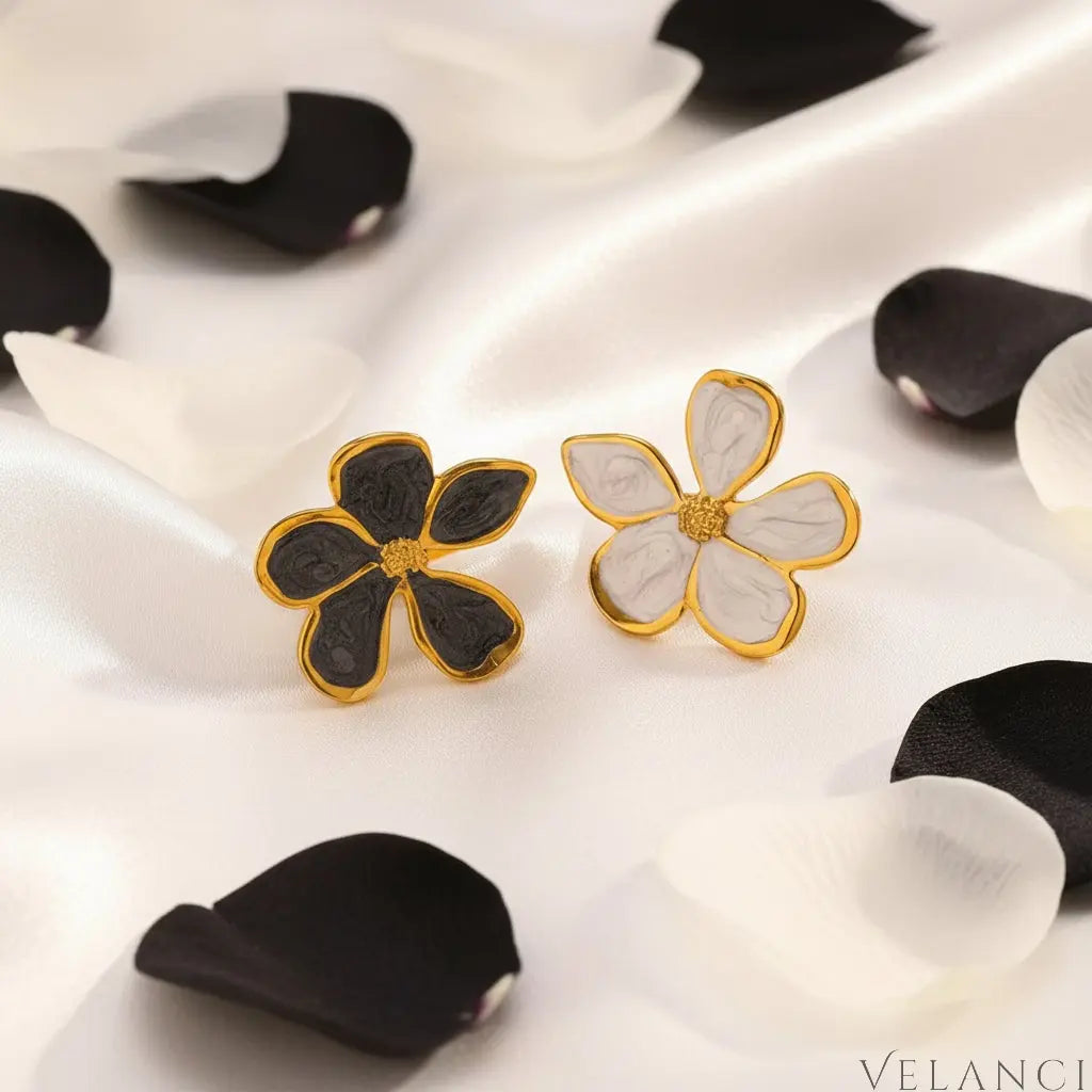 Flower Open Ring Chiara - Resin Inlay Gleaming Gold Women's Ring Velanci