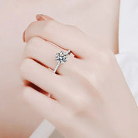 Sterling Silver Moissanite Ring Elena - 2 Carat Sparkle Women's Ring Velanci