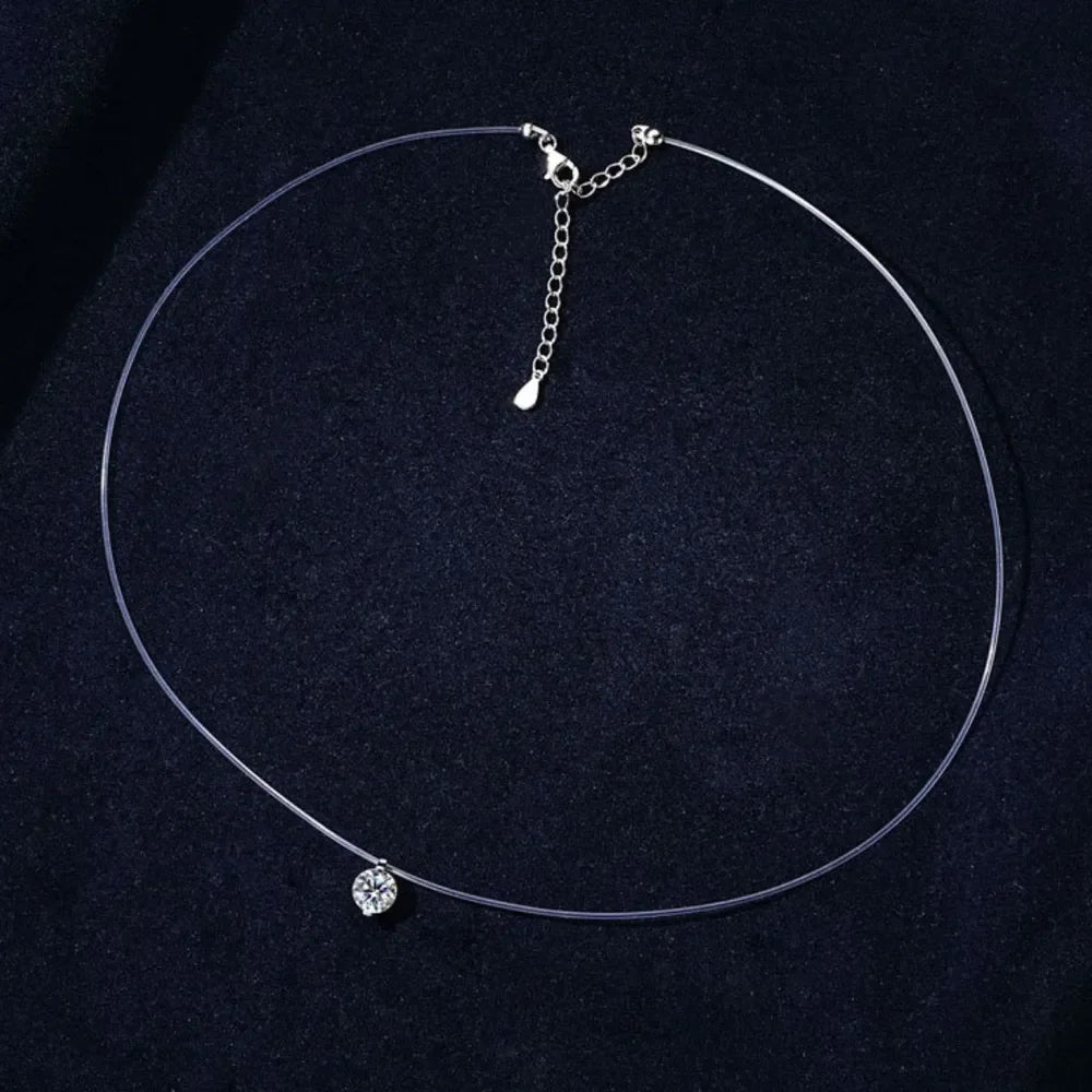 1 Carat Round Cut Moissanite Necklace - Sterling Silver Velanci