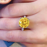 Ring Giulia - 5ct Banana-Yellow Moissanite Sterling Silver Women's Ring Velanci