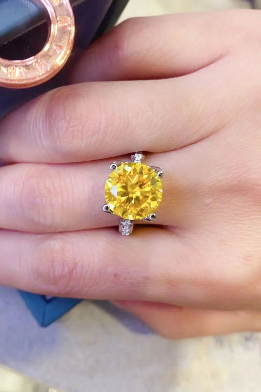 Ring Giulia - 5ct Banana-Yellow Moissanite Sterling Silver Women's Ring Velanci