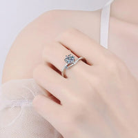 Ring Giulia - 1 Ct Moissanite, Rhodium-Plated Silver Bypass Women's Ring Velanci