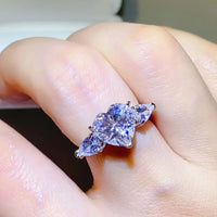 Moissanite Ring Livia - 3-Carat Center Pear-Cut Accents Women's Ring Velanci